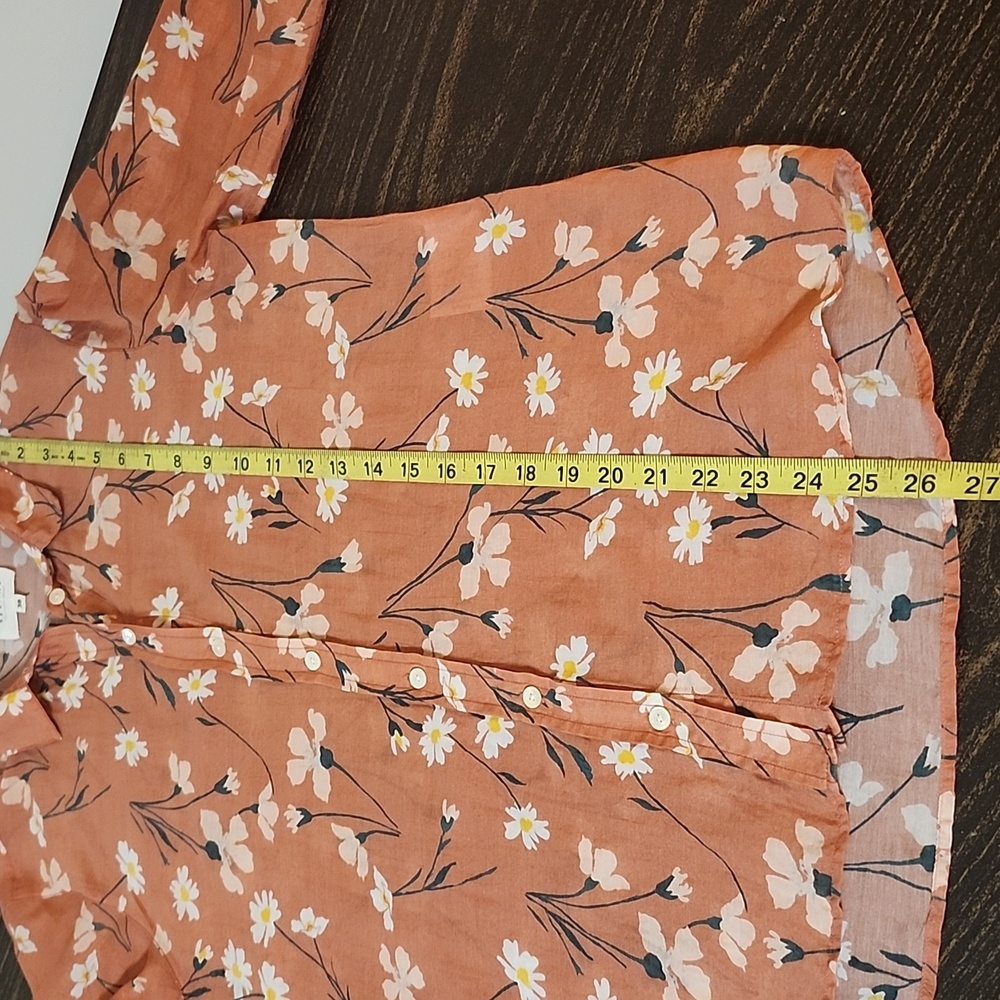 Sezane Rust Brown Floral Button-Up Blouse - Picture 6 of 7